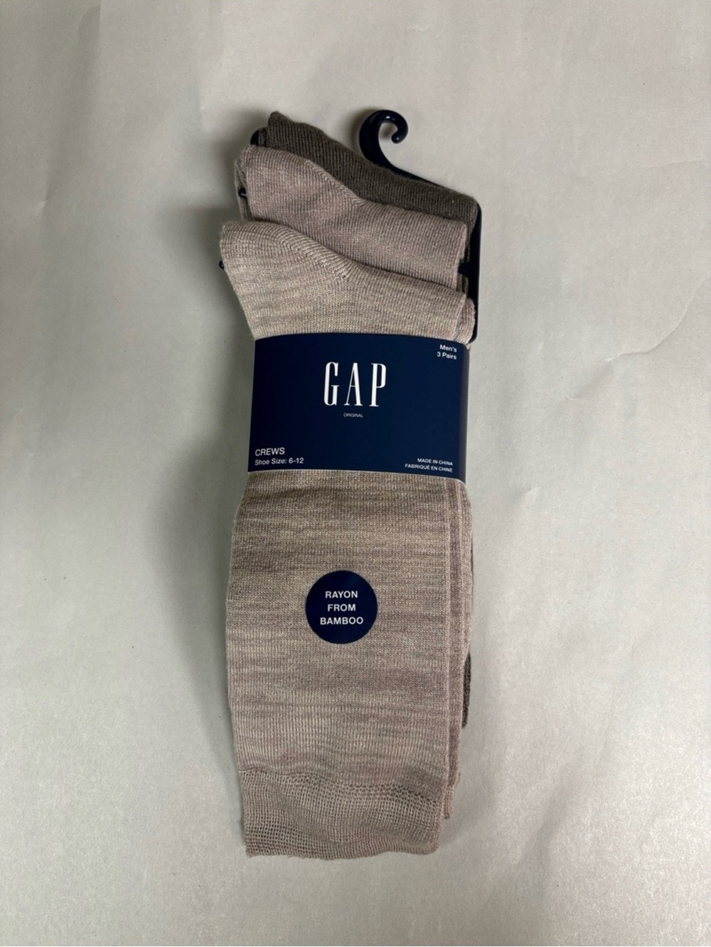 New Gap Socks Men’s 3 Pair Tan & Brown Rayon Bamboo Crews Business Casual
